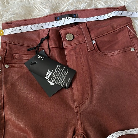 New Paige Mid Rise Ankle Coated Skinny Jeans 23 | Burgundy Dust | $229 Retail - Picture 11 of 16